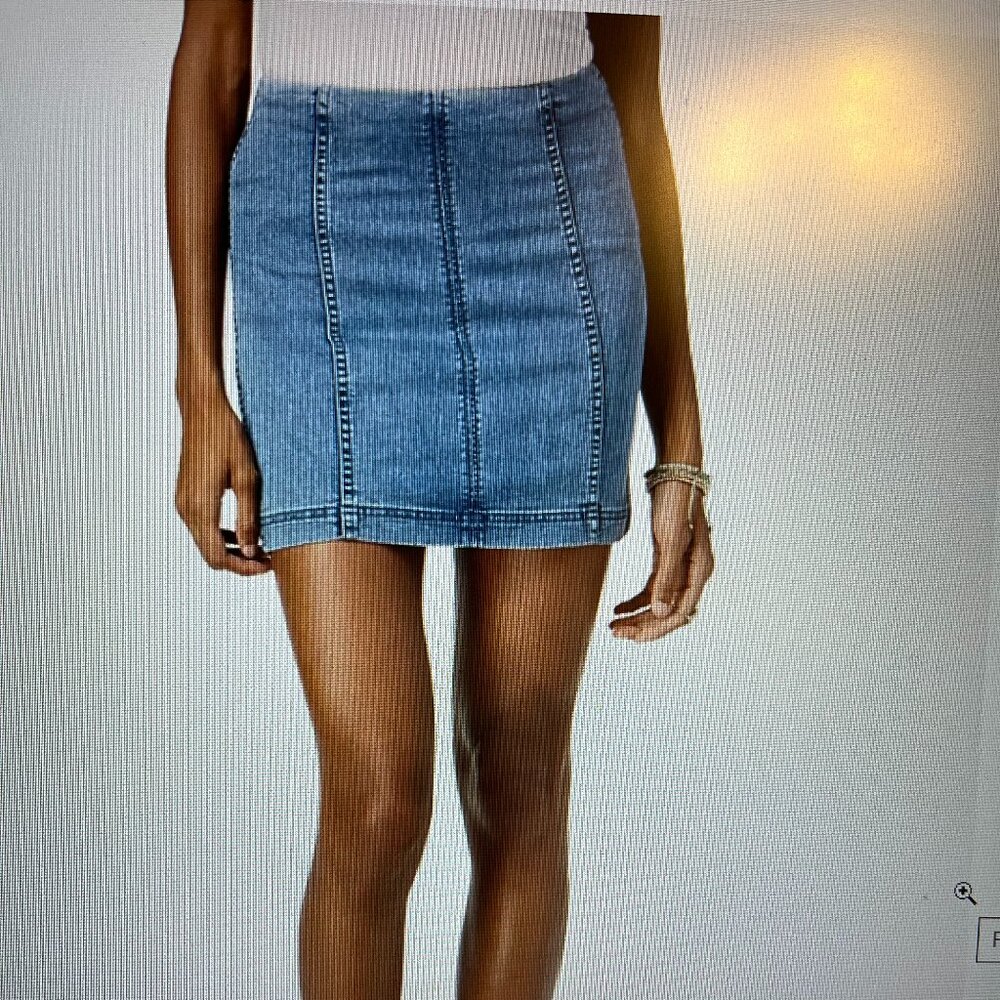 FREE PEOPLE Dark Blue Wash Denim Skirt Size 10